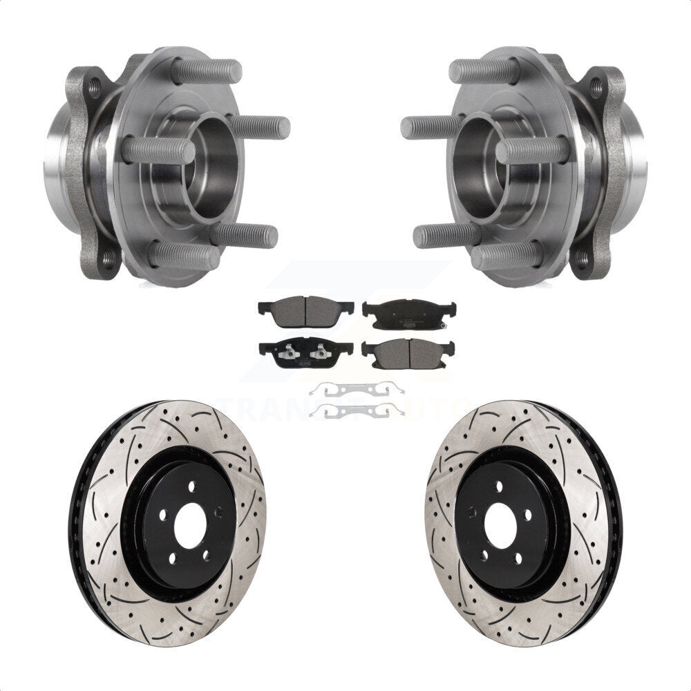 Hub Bearing Drilled Slot Brake Rotor Pads Front Kit For 2020-2024 Ford Edge 2.7L
