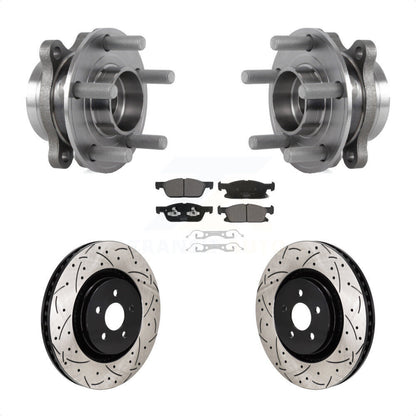 Hub Bearing Drilled Slot Brake Rotor Pads Front Kit For 2020-2024 Ford Edge 2.7L