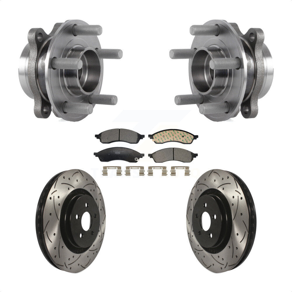 Hub Bearing Assembly Drilled Slot Brake Rotor Pad Front Kit For Lincoln Nautilus