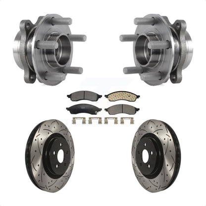 Hub Bearing Assembly Drilled Slot Brake Rotor Pad Front Kit For Lincoln Nautilus