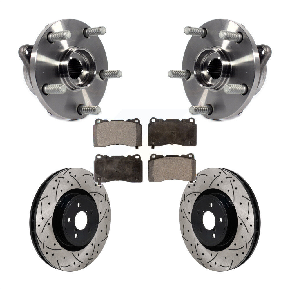 Hub Bearing Drill Slot Brake Rotor Pad Front Kit For 2004 Subaru Impreza WRX STI