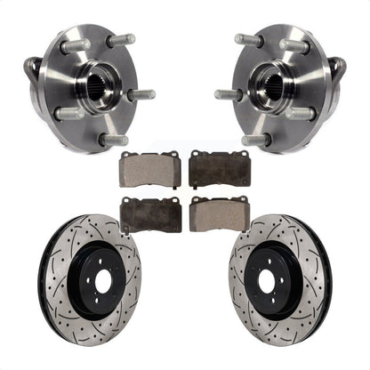 Hub Bearing Drill Slot Brake Rotor Pad Front Kit For 2004 Subaru Impreza WRX STI