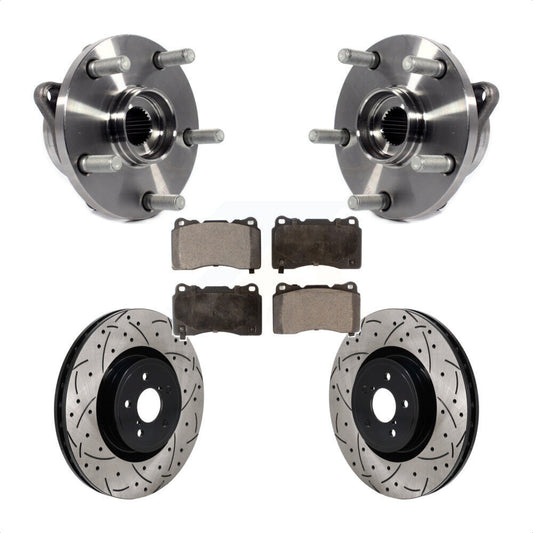 Hub Bearing Drill Slot Brake Rotor Pad Front Kit For 2004 Subaru Impreza WRX STI