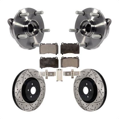 Hub Bearing Drill Slot Brake Rotor Pad Front Kit For 2004 Subaru Impreza WRX STI