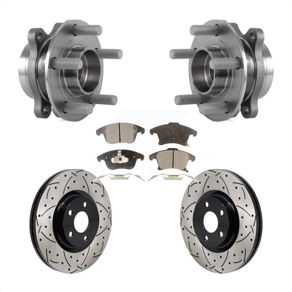 Hub Bearing Drill Slot Brake Rotor Pads Front Kit For 2017-2020 Lincoln MKZ 2.0L