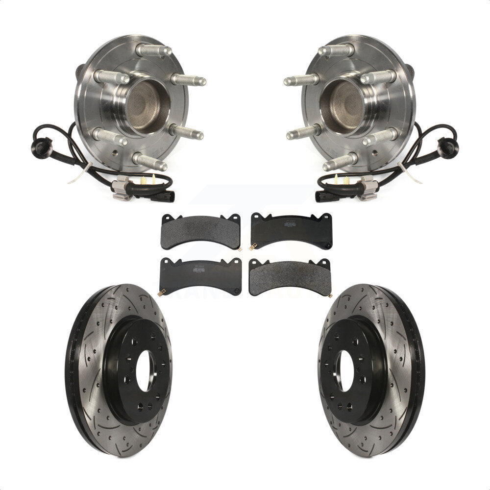 Hub Bearing Drilled Slot Brake Rotor Pad Front Kit For GMC Sierra 1500 Chevrolet