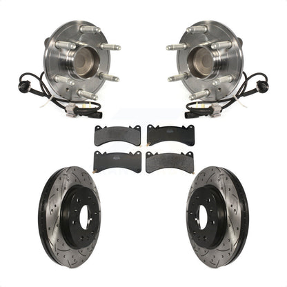 Hub Bearing Drilled Slot Brake Rotor Pad Front Kit For GMC Sierra 1500 Chevrolet