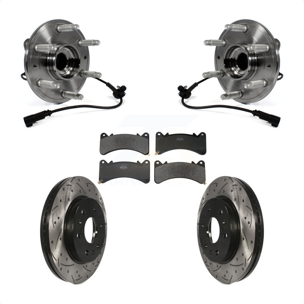 Hub Bearing Drilled Slot Brake Rotor Pad Front Kit For GMC Sierra 1500 Chevrolet
