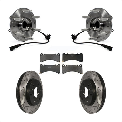 Hub Bearing Drilled Slot Brake Rotor Pad Front Kit For GMC Sierra 1500 Chevrolet