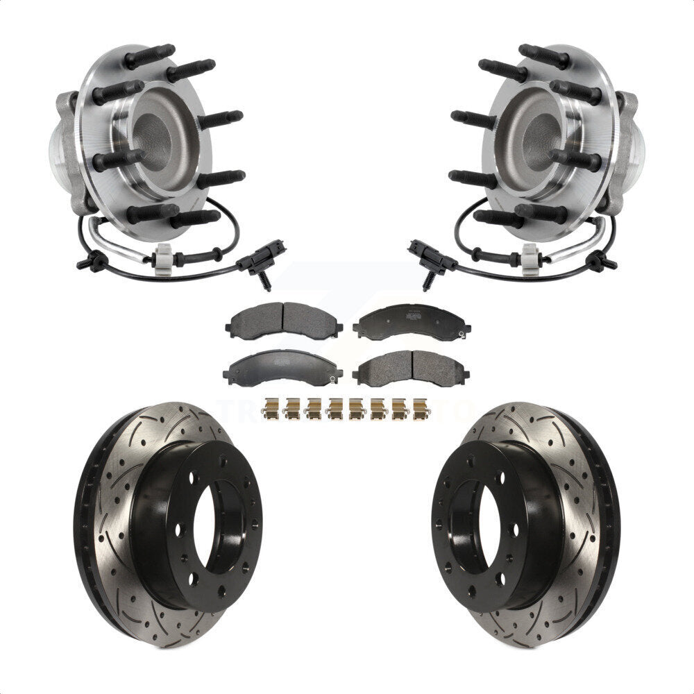 Hub Bearing Drilled Slot Brake Rotor Pad Front Kit For GMC Savana 2500 Chevrolet