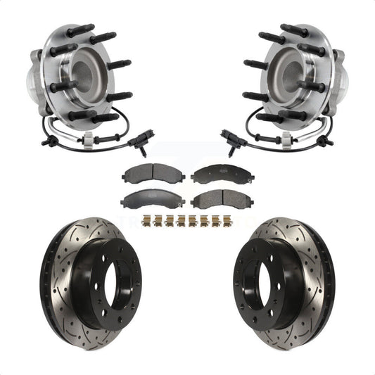 Hub Bearing Drilled Slot Brake Rotor Pad Front Kit For GMC Savana 2500 Chevrolet