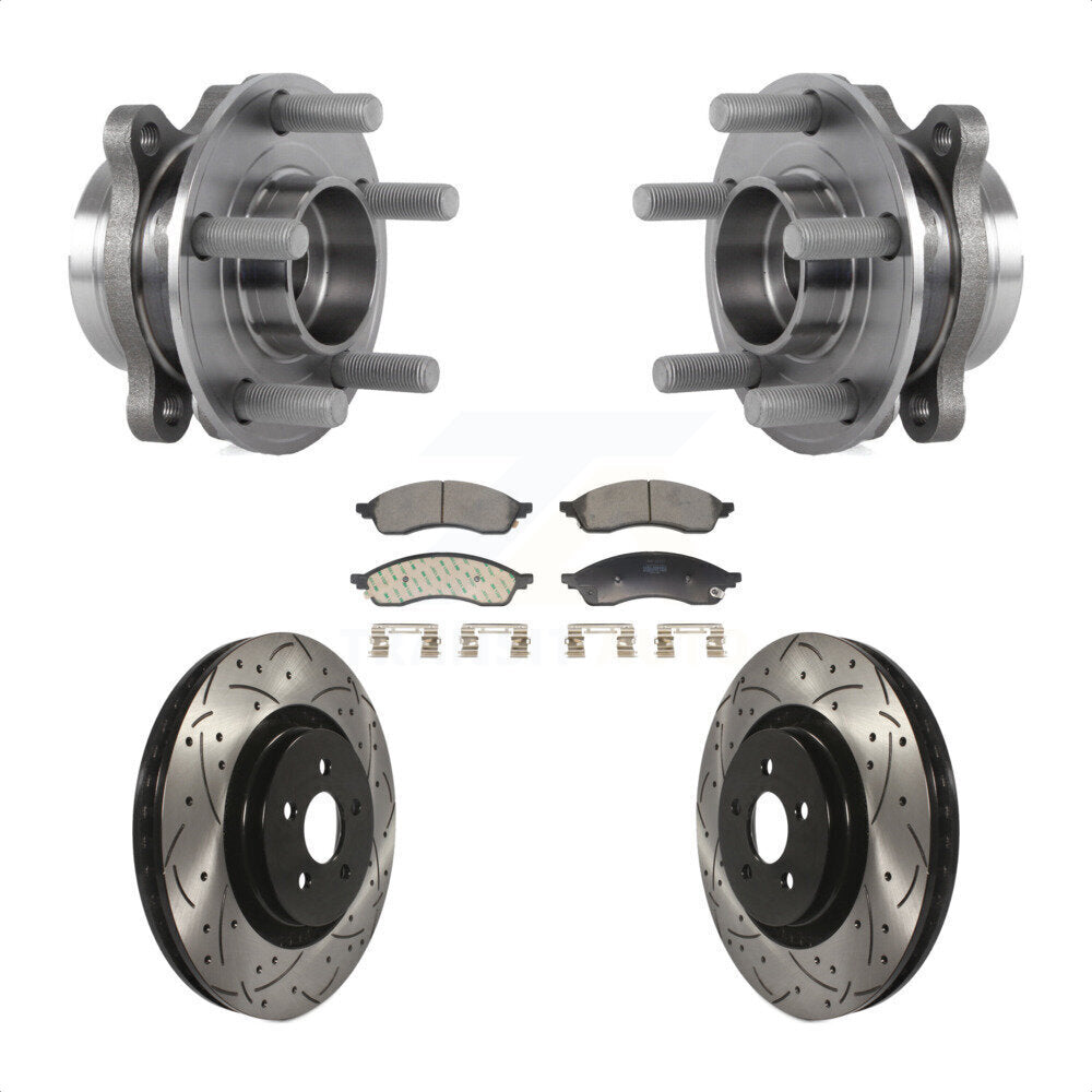 Hub Bearing Assembly Drilled Slot Brake Rotor Pad Front Kit For Lincoln Nautilus
