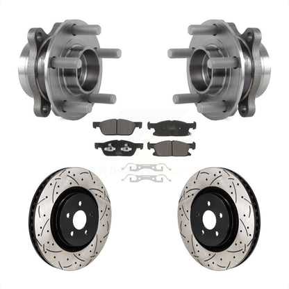 Hub Bearing Drilled Slot Brake Rotor Pads Front Kit For 2020-2024 Ford Edge 2.7L