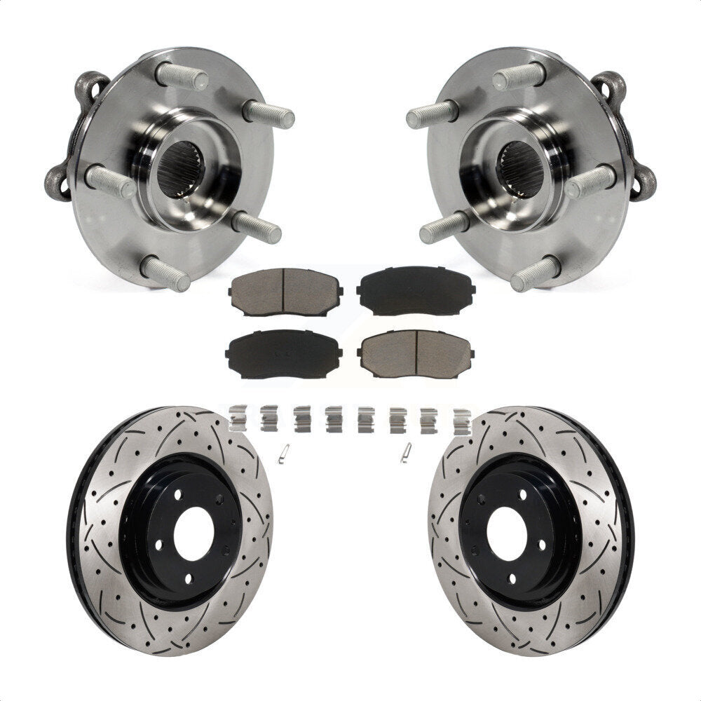 Hub Bearing Drilled Slot Brake Rotor & Pad Front Kit For Mazda CX-5 Turbocharged