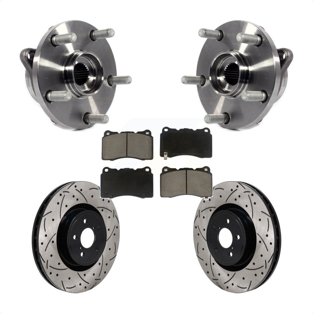 Hub Bearing Drill Slot Brake Rotor Pad Front Kit For 2004 Subaru Impreza WRX STI