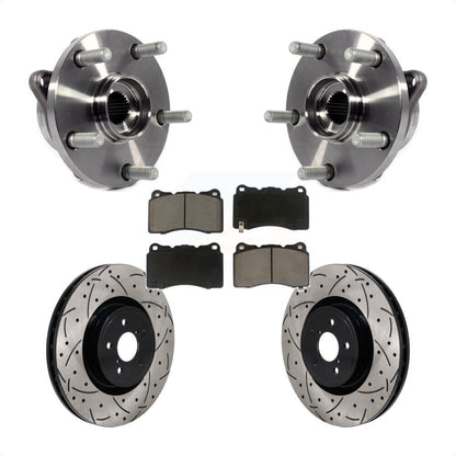 Hub Bearing Drill Slot Brake Rotor Pad Front Kit For 2004 Subaru Impreza WRX STI