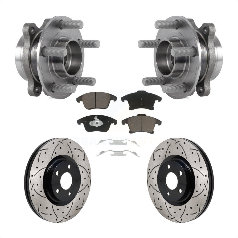 Hub Bearing Drill Slot Brake Rotor Pads Front Kit For 2017-2020 Lincoln MKZ 2.0L
