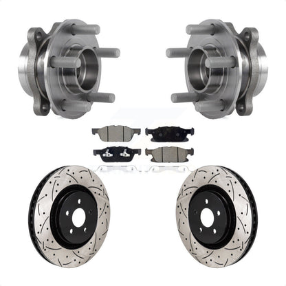 Hub Bearing Drilled Slot Brake Rotor Pads Front Kit For 2020-2024 Ford Edge 2.7L
