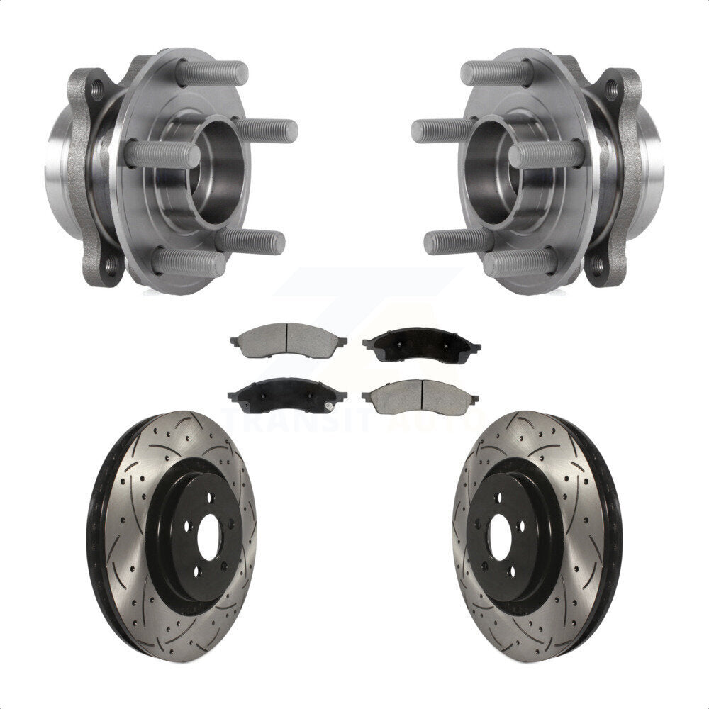 Hub Bearing Assembly Drilled Slot Brake Rotor Pad Front Kit For Lincoln Nautilus