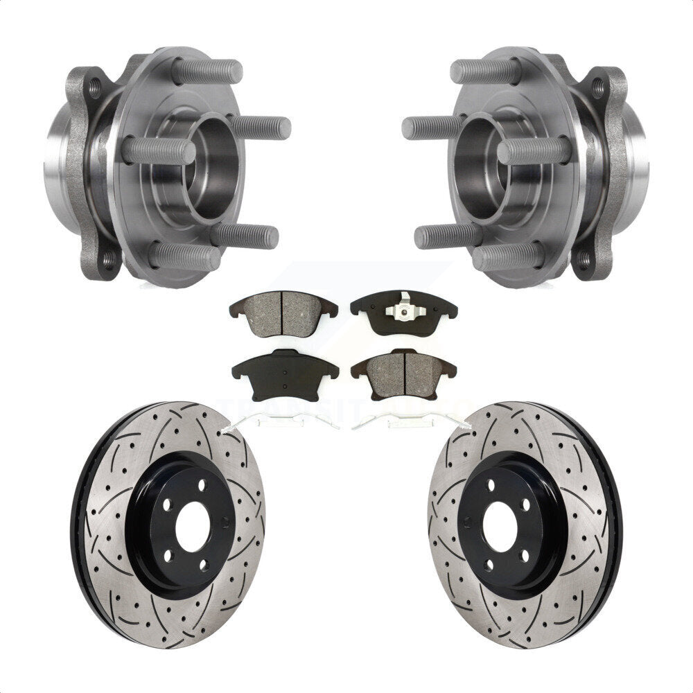 Hub Bearing Drill Slot Brake Rotor Pads Front Kit For 2017-2020 Lincoln MKZ 2.0L