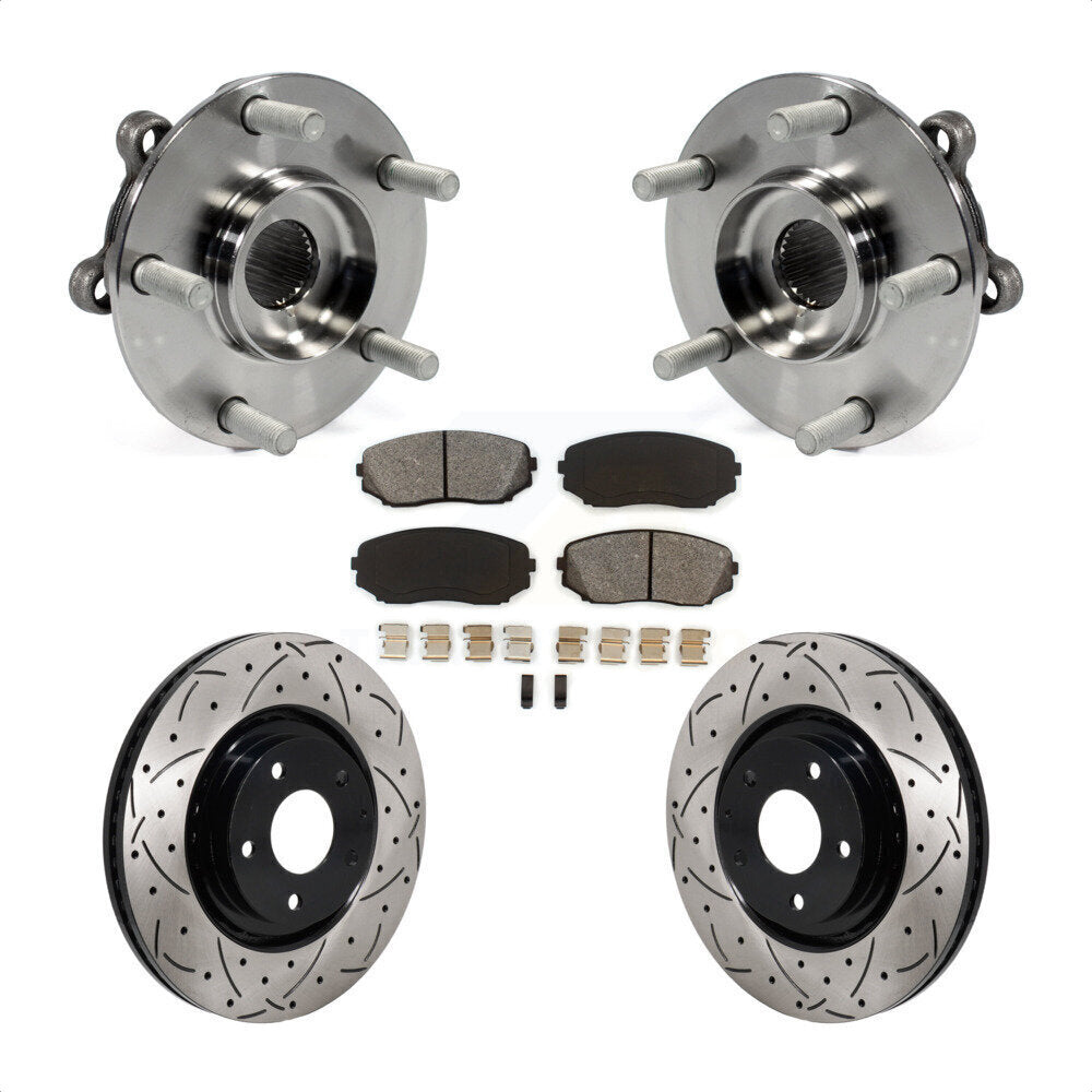 Hub Bearing Drilled Slot Brake Rotor & Pad Front Kit For Mazda CX-5 Turbocharged