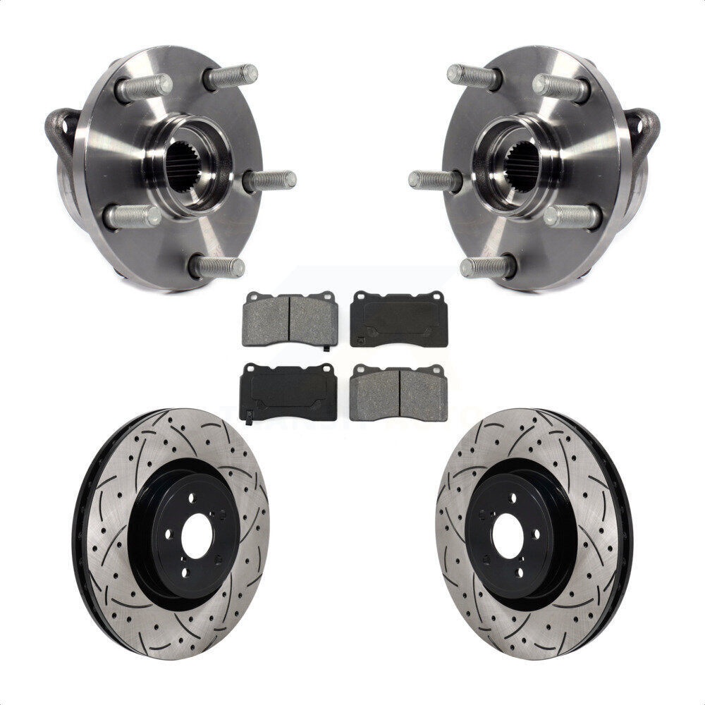 Hub Bearing Drill Slot Brake Rotor Pad Front Kit For 2004 Subaru Impreza WRX STI