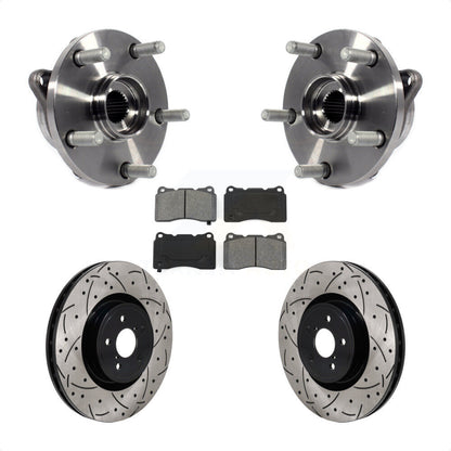 Hub Bearing Drill Slot Brake Rotor Pad Front Kit For 2004 Subaru Impreza WRX STI