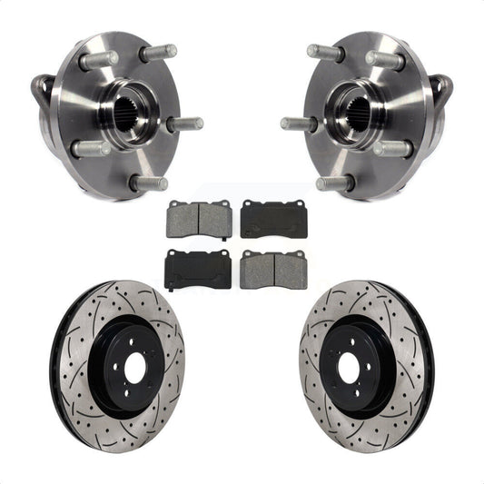 Hub Bearing Drill Slot Brake Rotor Pad Front Kit For 2004 Subaru Impreza WRX STI