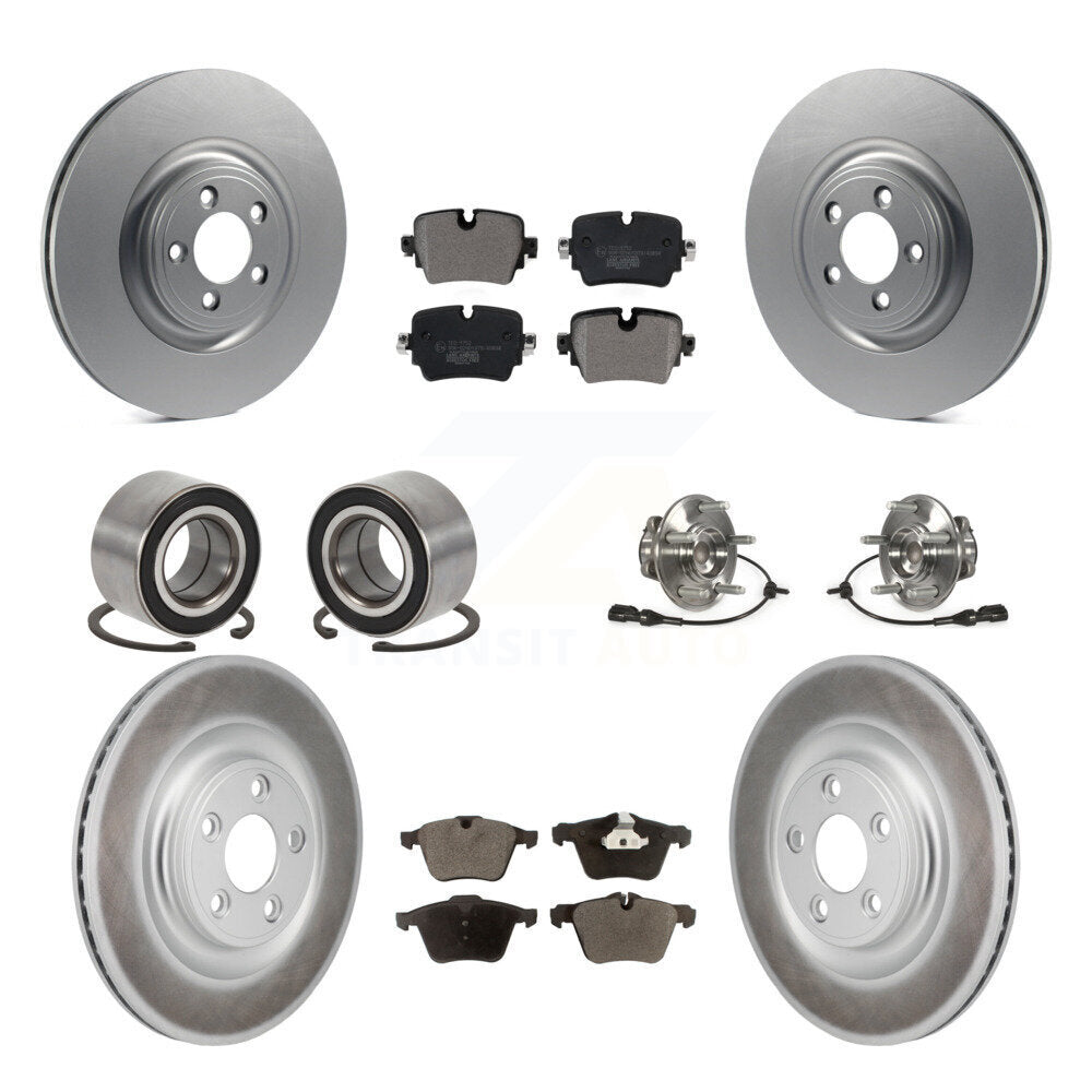 Hub Bearing Coated Disc Brake Rotor Pad Shoe Front Rear Kit (10Pc) For Jaguar XJ