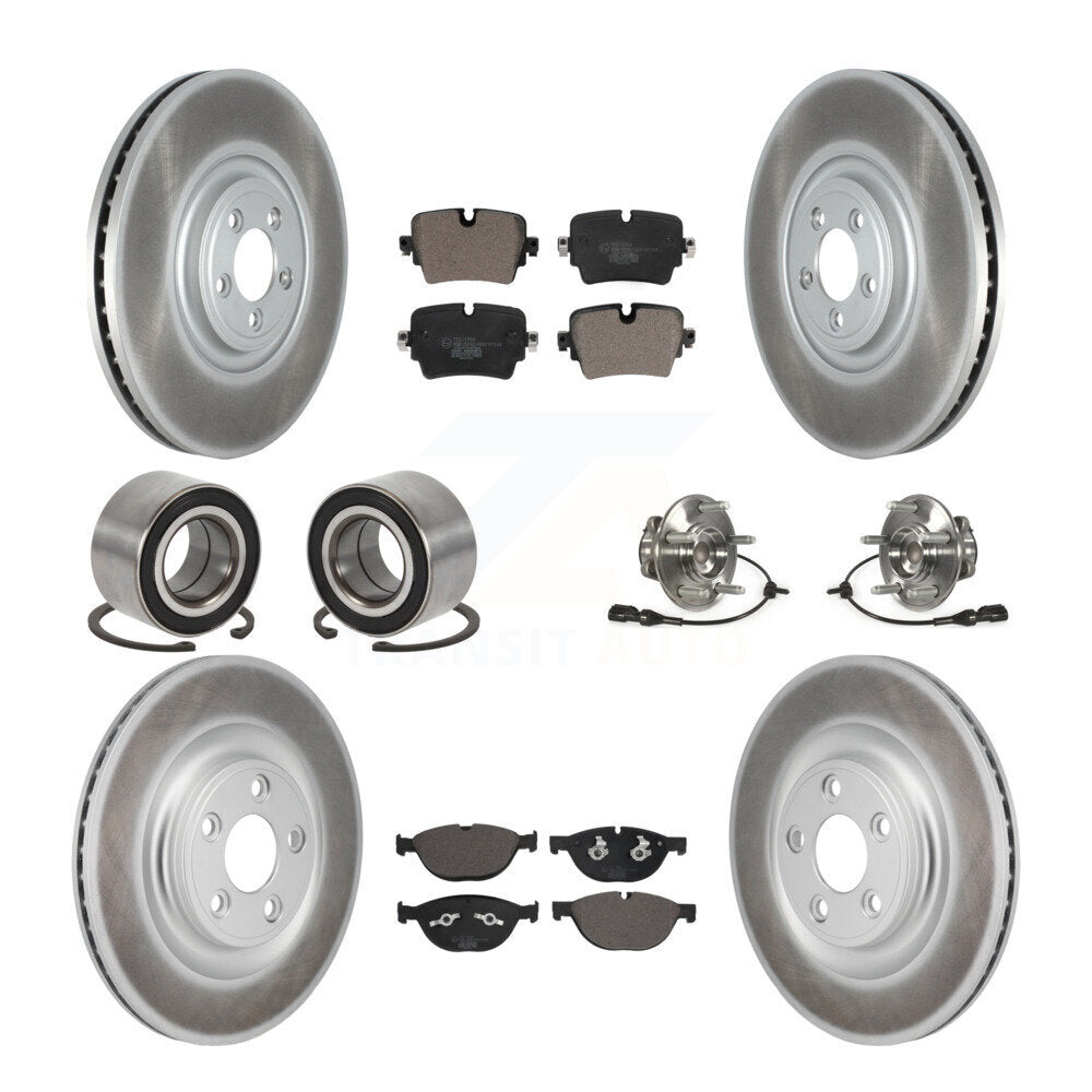 Hub Bearing Coated Disc Brake Rotor Pad Shoe Front Rear Kit (10Pc) For Jaguar XJ