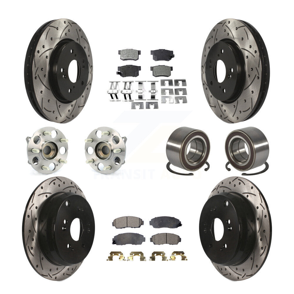 Hub Bearing Coated Disc Brake Rotor And Pads Front Rear Kit (10Pc) For Acura RDX