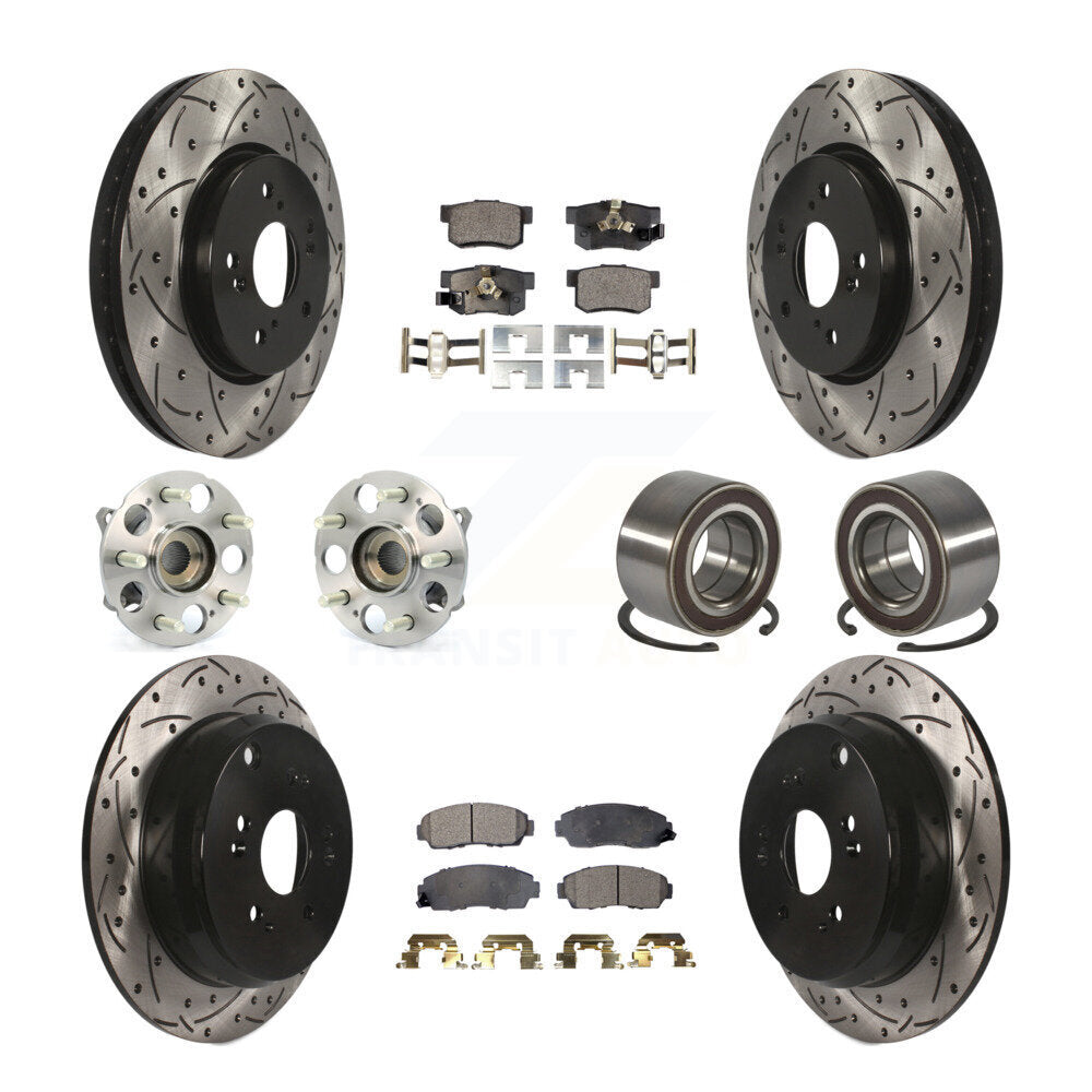 Hub Bearing Coat Brake Rotor Pads Front Rear Kit (10Pc) For Honda CR-V Acura RDX