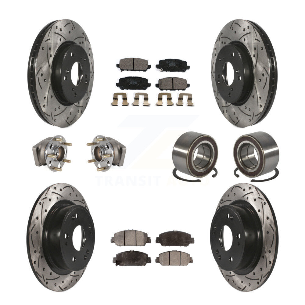 Hub Bearing Coat Brake Rotor Pads Front Rear Kit (10Pc) For 16-22 Honda HR-V AWD