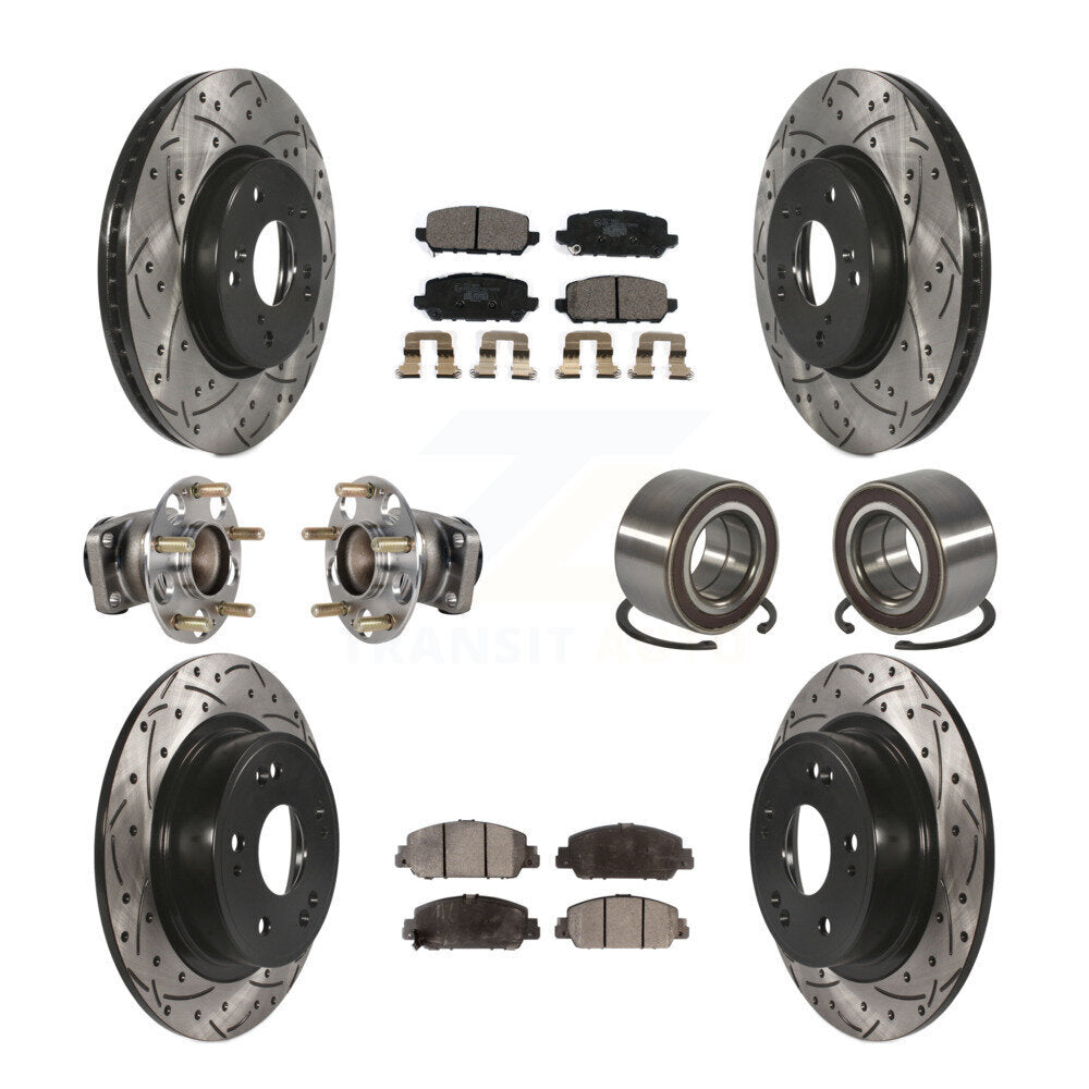 Hub Bearing Coat Brake Rotor Pads Front Rear Kit (10Pc) For 16-22 Honda HR-V FWD