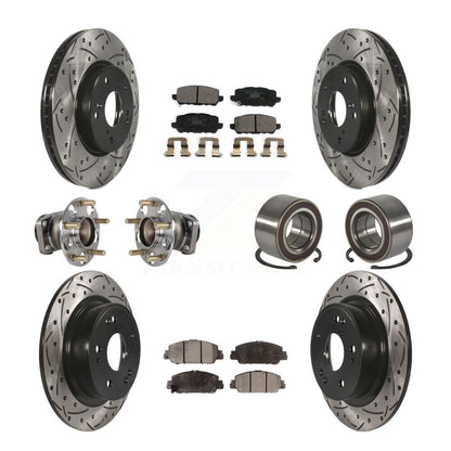 Hub Bearing Coat Brake Rotor Pads Front Rear Kit (10Pc) For 16-22 Honda HR-V FWD