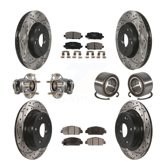 Hub Bearing Coat Brake Rotor Pads Front Rear Kit (10Pc) For 16-22 Honda HR-V FWD