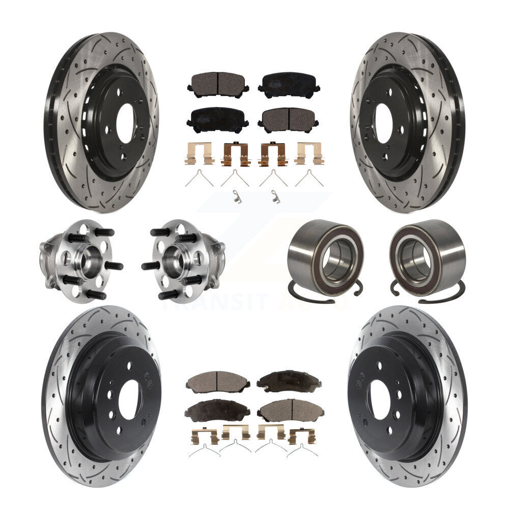 Hub Bearing Coat Brake Rotor Pad Front Rear Kit (10Pc) For 16-22 Honda Pilot AWD