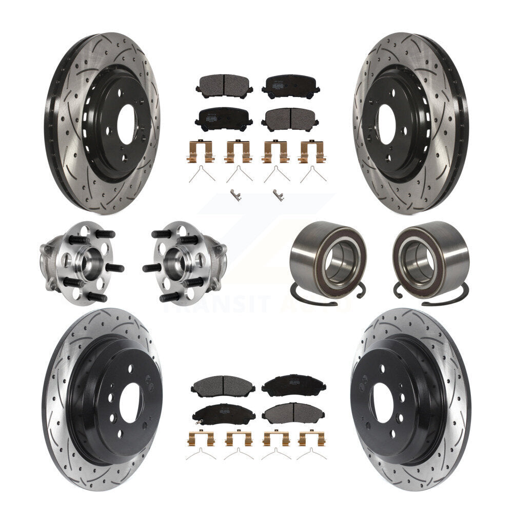 Hub Bearing Coat Brake Rotor Pad Front Rear Kit (10Pc) For 16-22 Honda Pilot AWD