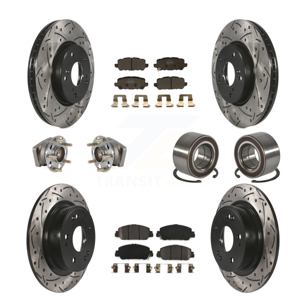 Hub Bearing Coat Brake Rotor Pads Front Rear Kit (10Pc) For 16-22 Honda HR-V AWD