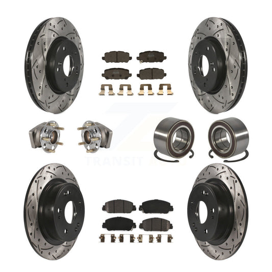 Hub Bearing Coat Brake Rotor Pads Front Rear Kit (10Pc) For 16-22 Honda HR-V AWD