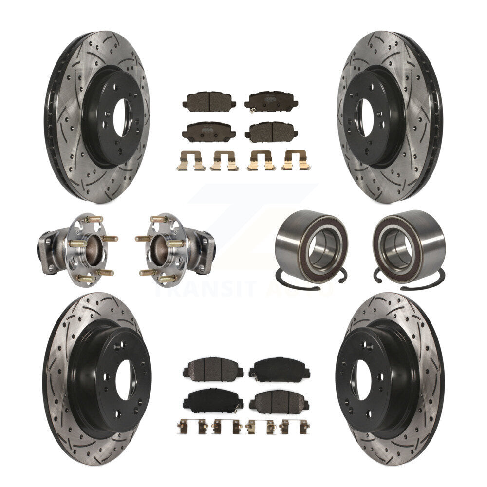 Hub Bearing Coat Brake Rotor Pads Front Rear Kit (10Pc) For 16-22 Honda HR-V FWD