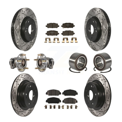 Hub Bearing Coat Brake Rotor Pads Front Rear Kit (10Pc) For 16-22 Honda HR-V FWD