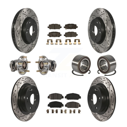 Hub Bearing Coat Brake Rotor Pads Front Rear Kit (10Pc) For 16-22 Honda HR-V FWD