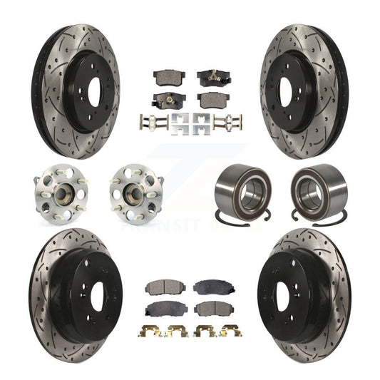 Hub Bearing Coat Brake Rotor Pads Front Rear Kit (10Pc) For Honda CR-V Acura RDX