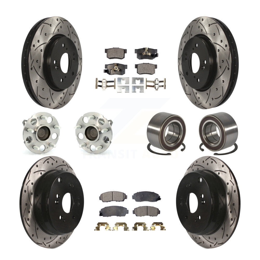 Hub Bearing Coat Brake Rotor Pads Front Rear Kit (10Pc) For 07-11 Honda CR-V FWD