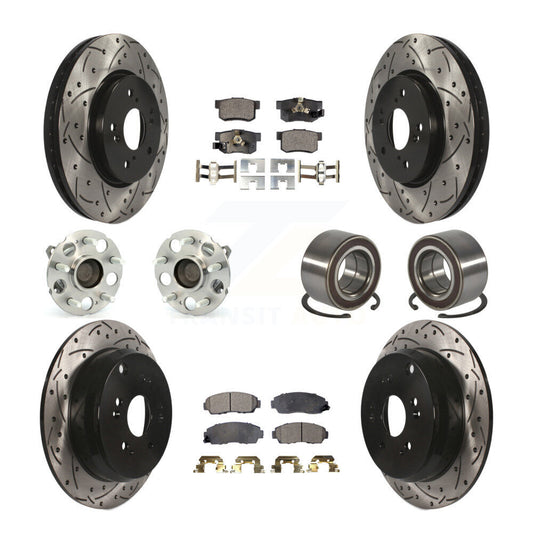 Hub Bearing Coat Brake Rotor Pads Front Rear Kit (10Pc) For 07-11 Honda CR-V FWD
