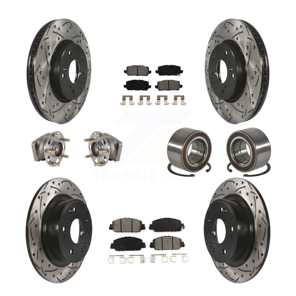 Hub Bearing Coat Brake Rotor Pads Front Rear Kit (10Pc) For 16-22 Honda HR-V AWD