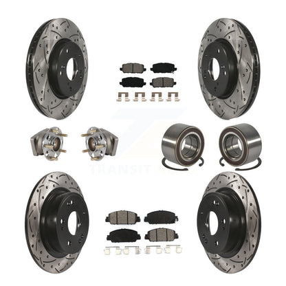 Hub Bearing Coat Brake Rotor Pads Front Rear Kit (10Pc) For 16-22 Honda HR-V AWD