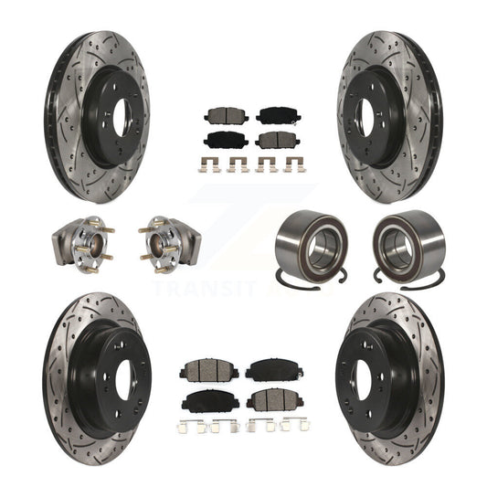 Hub Bearing Coat Brake Rotor Pads Front Rear Kit (10Pc) For 16-22 Honda HR-V AWD
