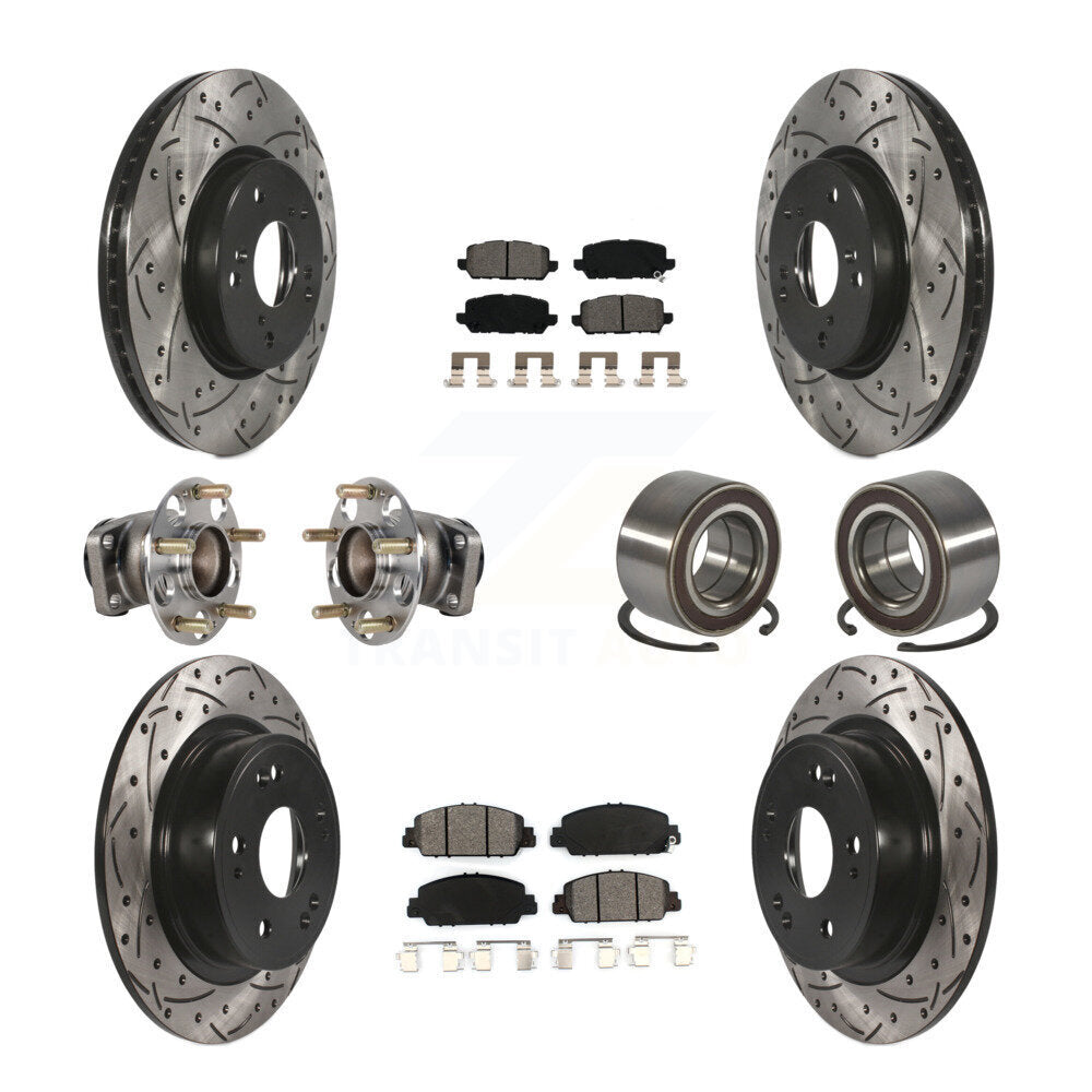 Hub Bearing Coat Brake Rotor Pads Front Rear Kit (10Pc) For 16-22 Honda HR-V FWD